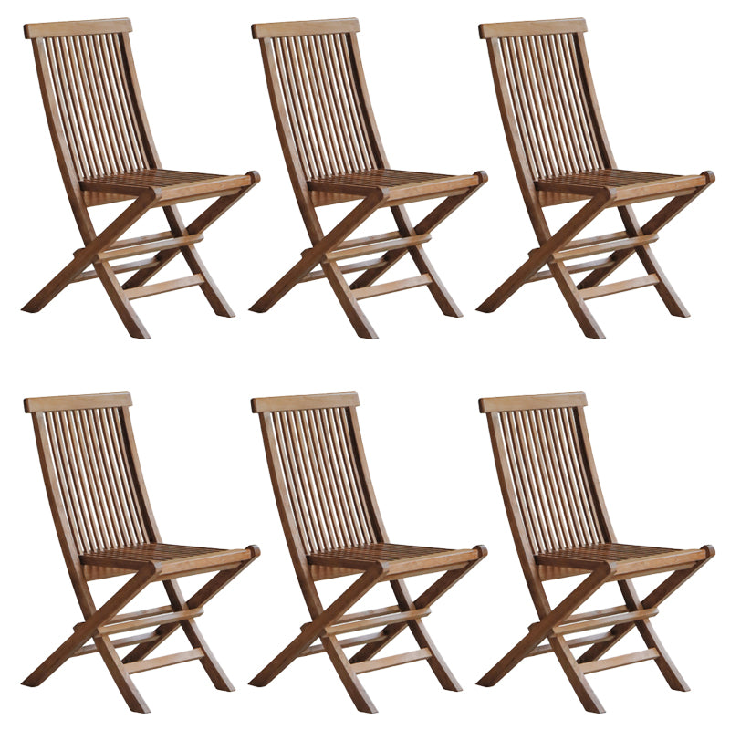 Modern Patio Dining Chair Solid Wood Natural Armles Folding Outdoor Bistro Chairs