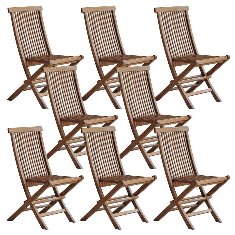 Modern Patio Dining Chair Solid Wood Natural Armles Folding Outdoor Bistro Chairs