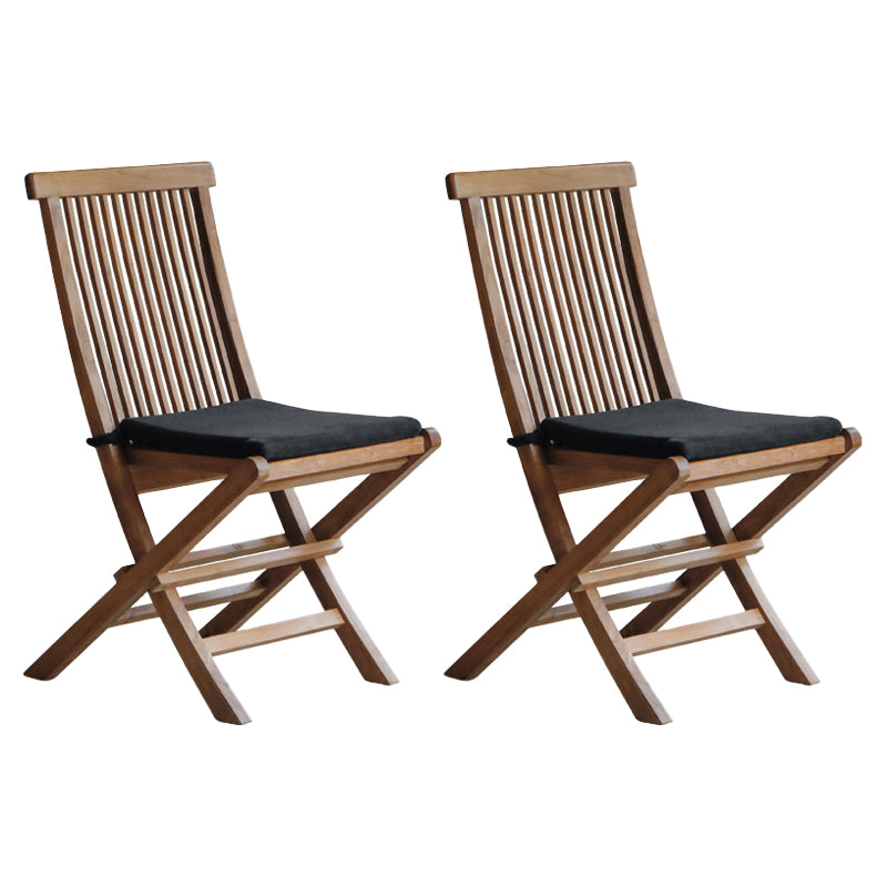 Modern Patio Dining Chair Solid Wood Natural Armles Folding Outdoor Bistro Chairs