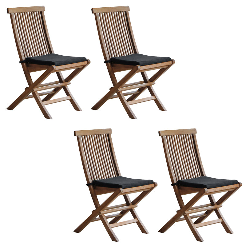 Modern Patio Dining Chair Solid Wood Natural Armles Folding Outdoor Bistro Chairs