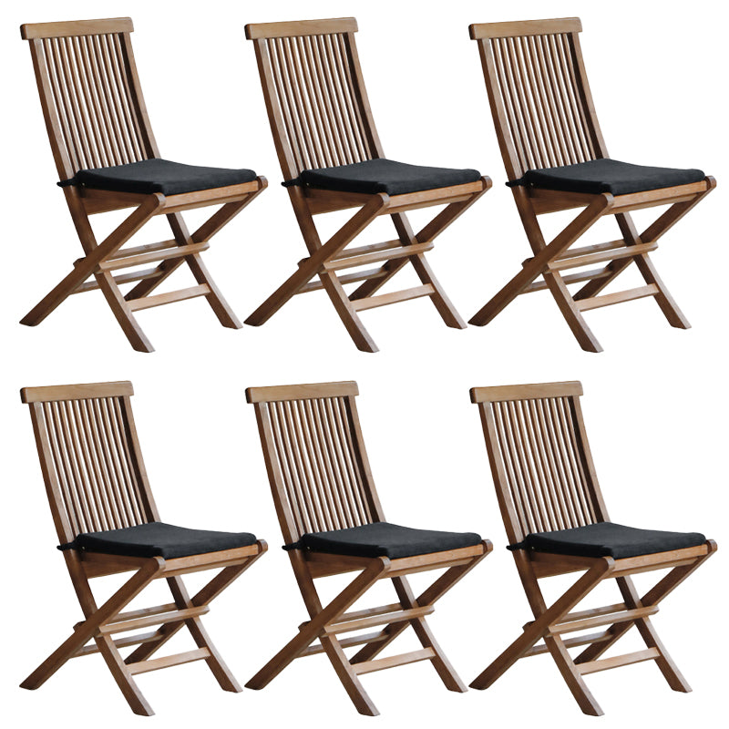 Modern Patio Dining Chair Solid Wood Natural Armles Folding Outdoor Bistro Chairs