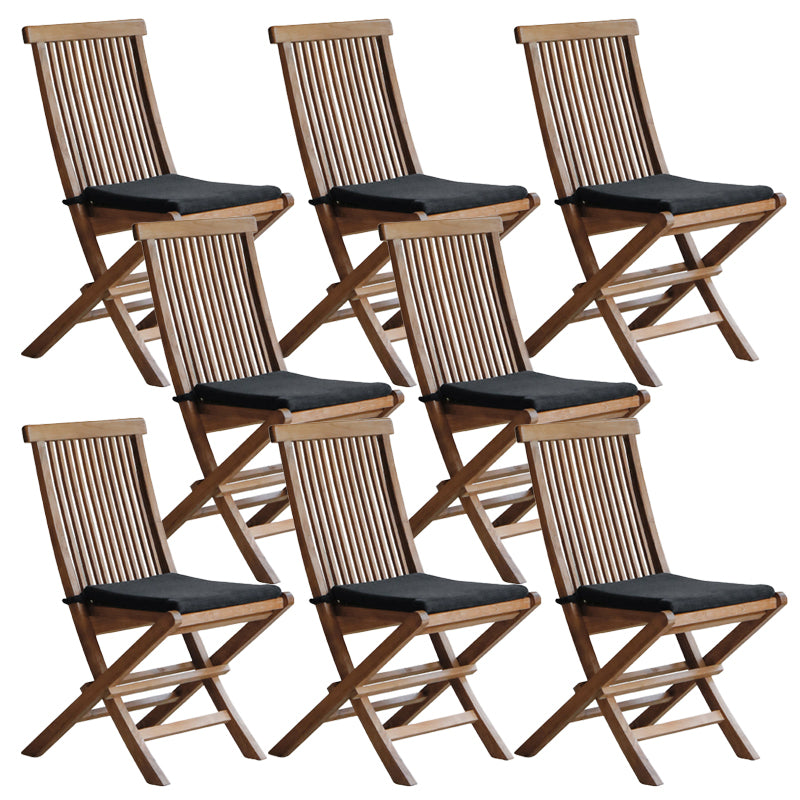 Modern Patio Dining Chair Solid Wood Natural Armles Folding Outdoor Bistro Chairs