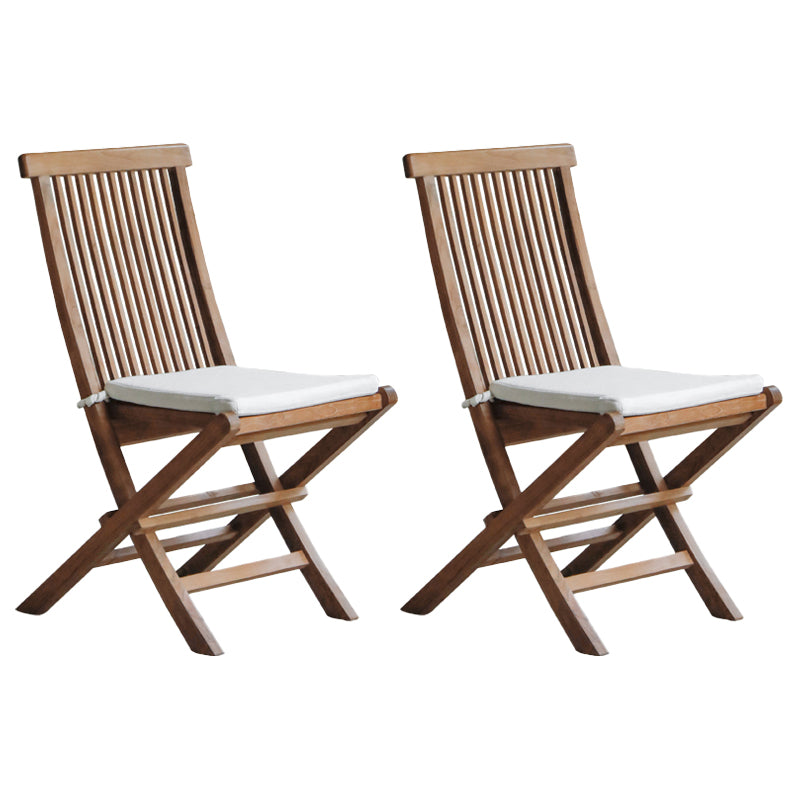 Modern Patio Dining Chair Solid Wood Natural Armles Folding Outdoor Bistro Chairs