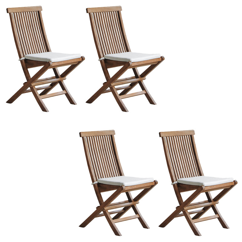 Modern Patio Dining Chair Solid Wood Natural Armles Folding Outdoor Bistro Chairs