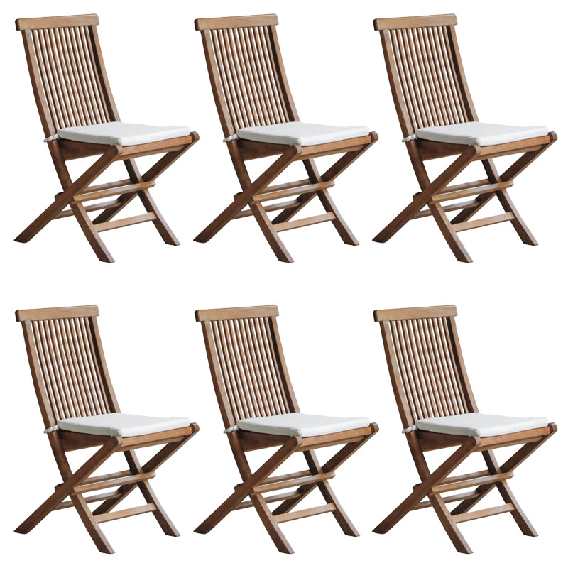 Modern Patio Dining Chair Solid Wood Natural Armles Folding Outdoor Bistro Chairs