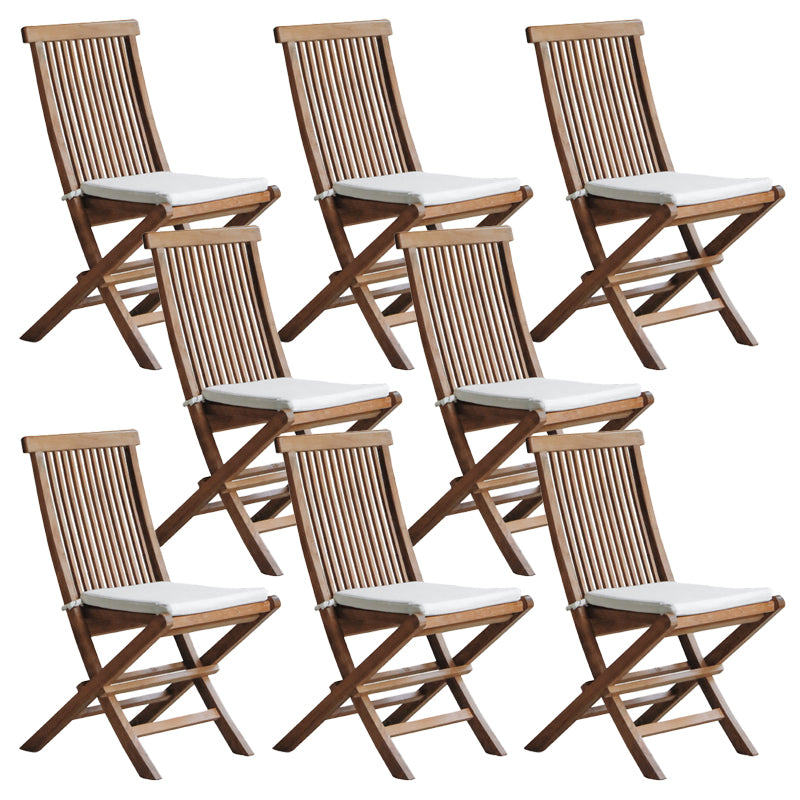 Modern Patio Dining Chair Solid Wood Natural Armles Folding Outdoor Bistro Chairs