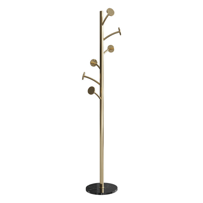 Modern Stainless Steel Hall Stand Floor Mounted 70.87" Tall Hall Tree with Marble Base