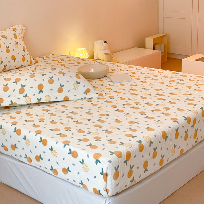 Sheet Sets Flannel Cartoon Printed Wrinkle Resistant Super Soft Breathable Bed Sheet Set