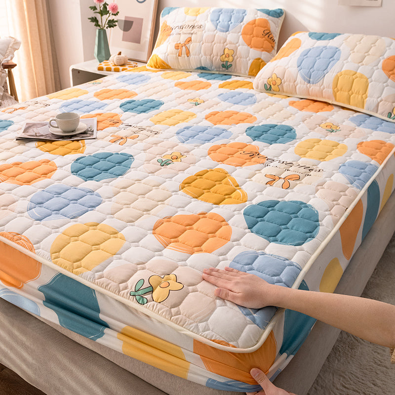 Cartoon Pattern Sheet Set Quilted Polyester Soft Breathable Fade Resistant Fitted Sheet