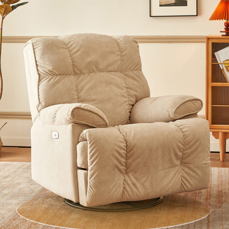 Microsuede Swiveling Recliner Chair Modern Pillow Top Arm Recliners with USB Cord