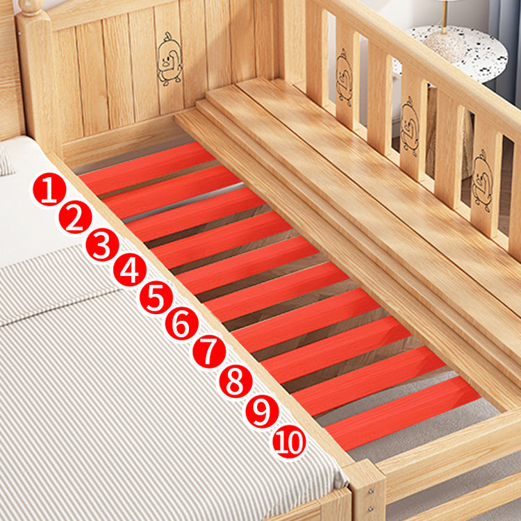 Solid Wood Kids Bed Gender Neutral Scandinavian No Theme Toddler Bed with Guardrail