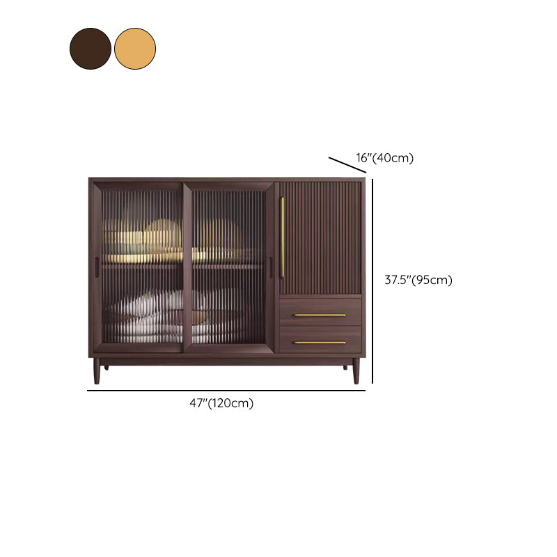 Glam Buffet Server Pine Dining Server with Doors for Living Room