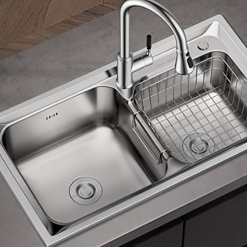 Stainless Steel Kitchen Sink Double Basin Rectangle Sink with Drain Assembly