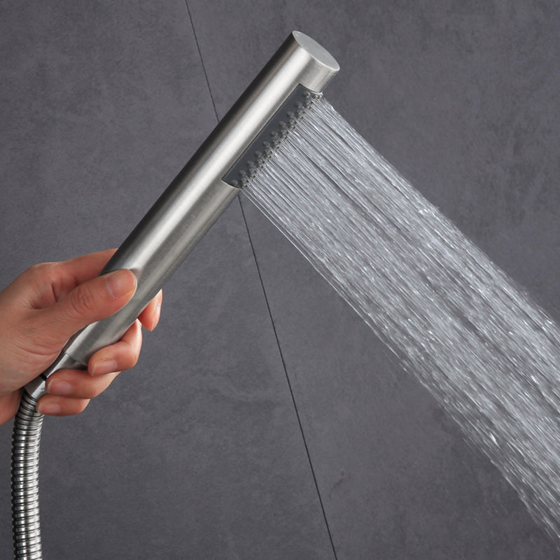 Cylindrical Hand Shower with Self-Cleaning Stainless Steel Wall-Mount Showerhead