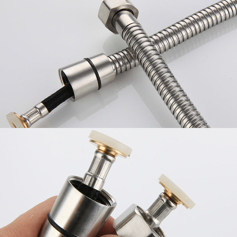 Cylindrical Hand Shower with Self-Cleaning Stainless Steel Wall-Mount Showerhead