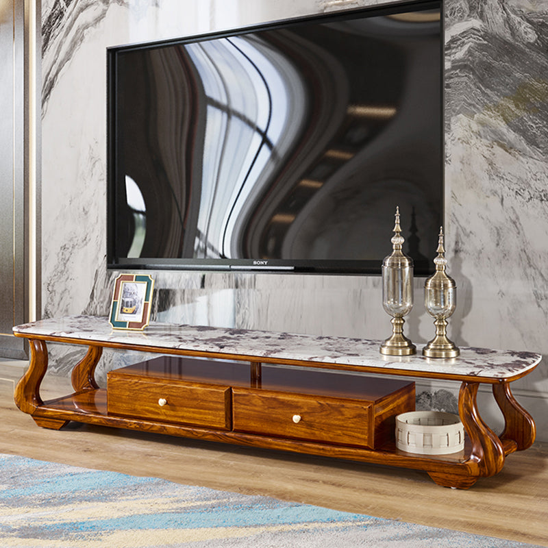 Open Storage TV Media Console Contemporary Stand Console with Drawers