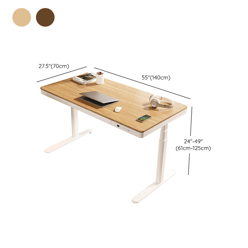 Modern Electric Lifting Wiring Desk T-Shape Base Office Desk with Drawer