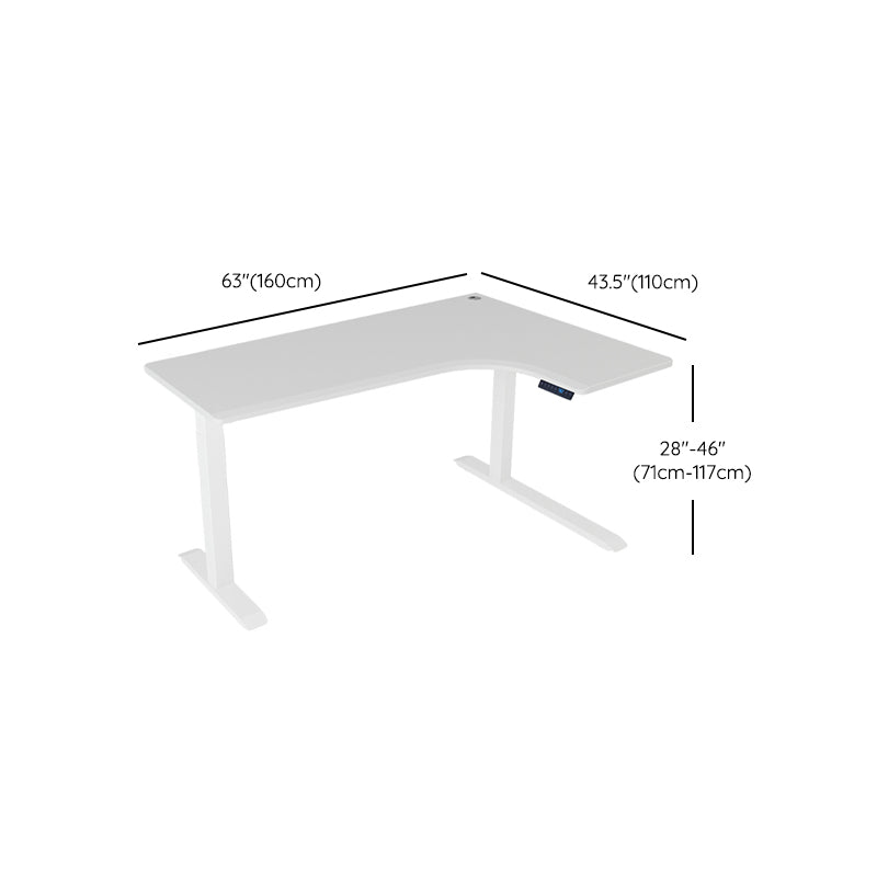 Electric Height Adjustment Computer Desk L-shape Steel Base Office Desk