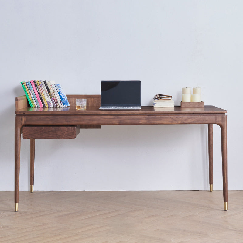 Contemporary Walnut Wood Computer Desk Home Parsons Base Writing Desk