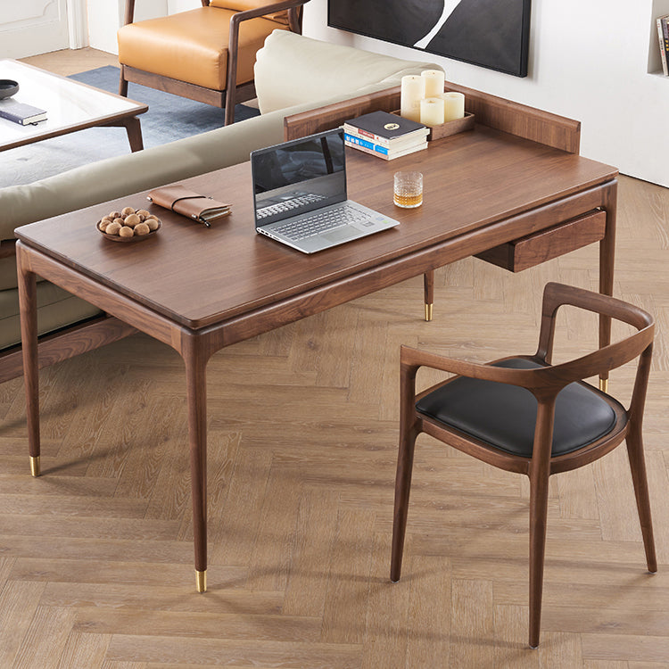 Contemporary Walnut Wood Computer Desk Home Parsons Base Writing Desk