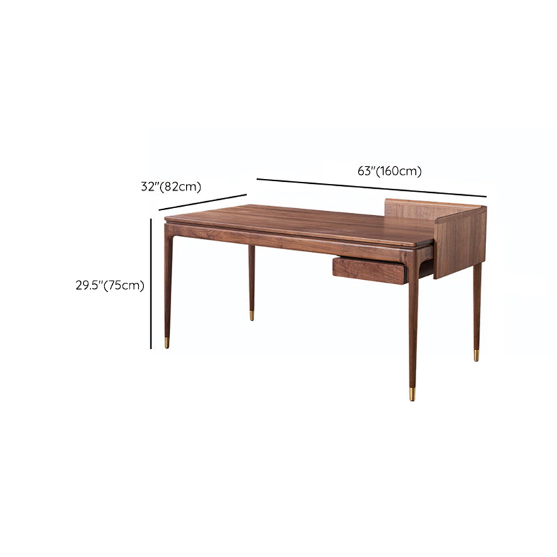 Contemporary Walnut Wood Computer Desk Home Parsons Base Writing Desk