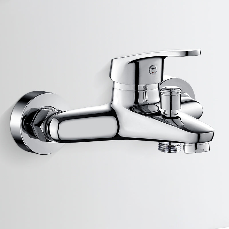 Low Arc Tub Faucet Hose Wall Mounted Single Lever Handle Tub Filler with Handshower