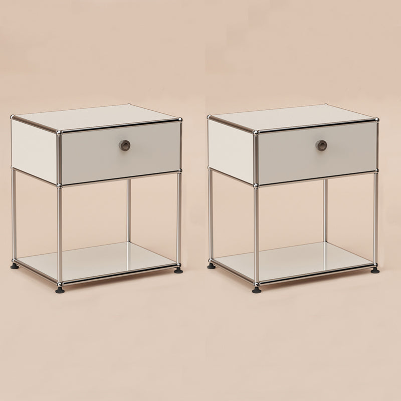 Metal Bed Nightstand Contemporary Bedside Cabinet with Drawer