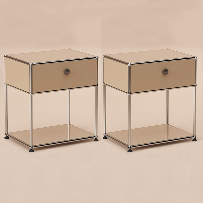 Metal Bed Nightstand Contemporary Bedside Cabinet with Drawer