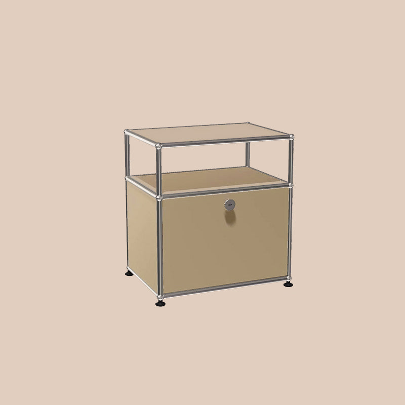 Metal Bed Nightstand Contemporary Bedside Cabinet with Drawer