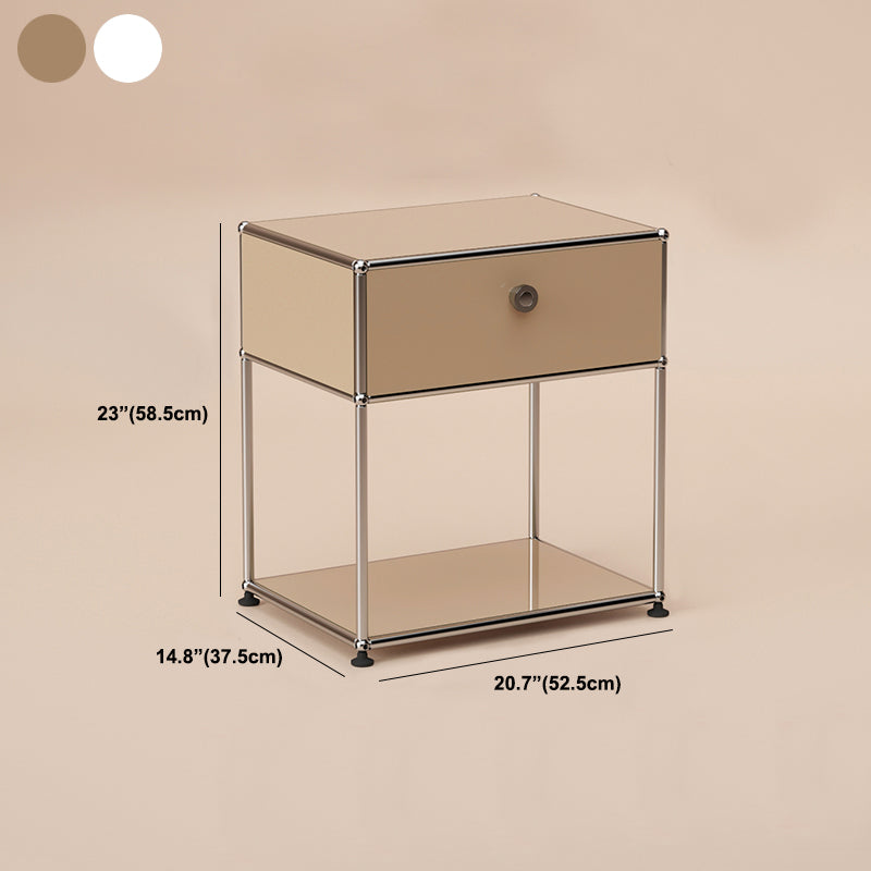 Metal Bed Nightstand Contemporary Bedside Cabinet with Drawer