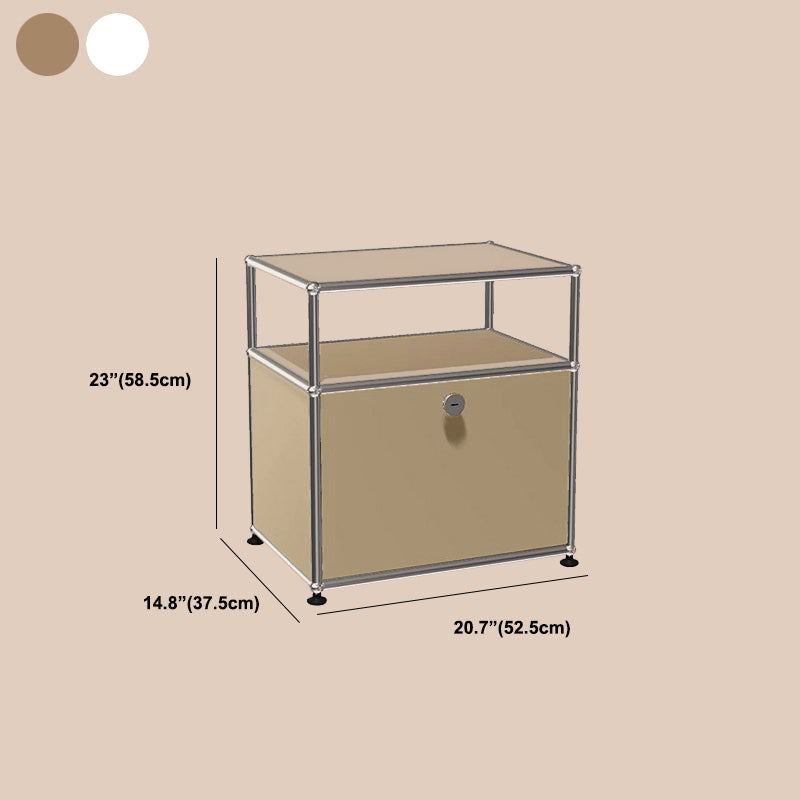 Metal Bed Nightstand Contemporary Bedside Cabinet with Drawer