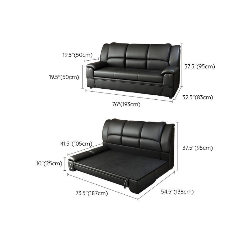 Scandinavian Sofa Bed Leather Black Convertible Sofas with Storage