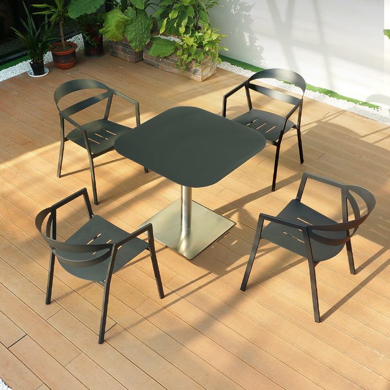 Aluminum Patio Table Modern Rust Resistant Dining Table with Metal Base