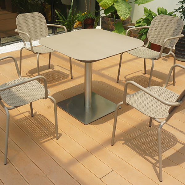 Aluminum Patio Table Modern Rust Resistant Dining Table with Metal Base