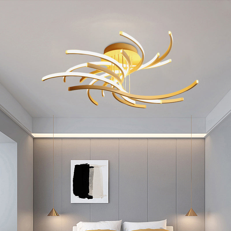 Modernista Multi -Tiers Curve Curve Semi Flush Acrilic soggiorno LED LED MOUNT ILL'LIMA IN BIANCO