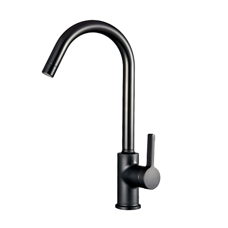 Modern Style Bar Faucet Copper Lever Handle Gooseneck Bar Faucet in Black