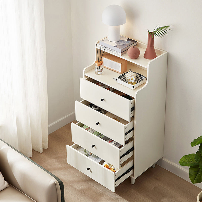 Modern White Cabinet Soft Close Drawers Wood Accent Chests with Drawer