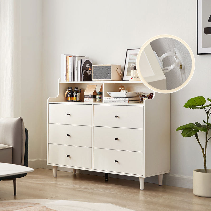 Modern White Cabinet Soft Close Drawers Wood Accent Chests with Drawer