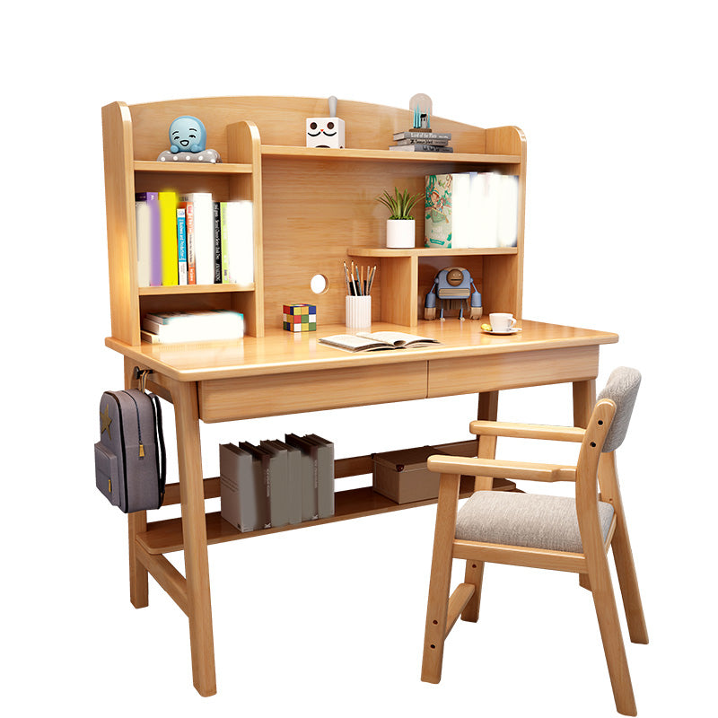 Solid Wood 23.5"W Kids Desk Writing Desk with Drawer and Chair Set