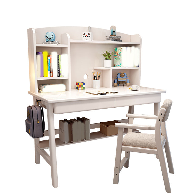 Solid Wood 23.5"W Kids Desk Writing Desk with Drawer and Chair Set