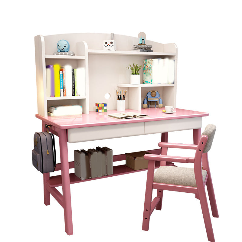 Solid Wood 23.5"W Kids Desk Writing Desk with Drawer and Chair Set