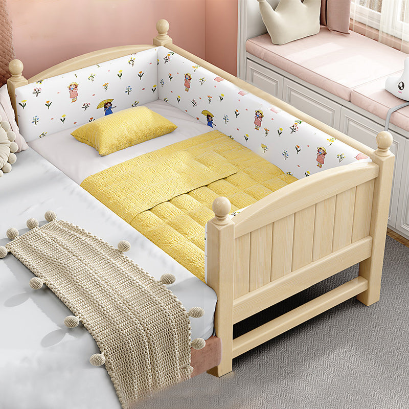 Solid Wood Kids Bed Gender Neutral Toddler Bed with Guardrail