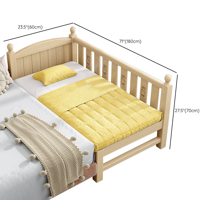 Solid Wood Kids Bed Gender Neutral Toddler Bed with Guardrail