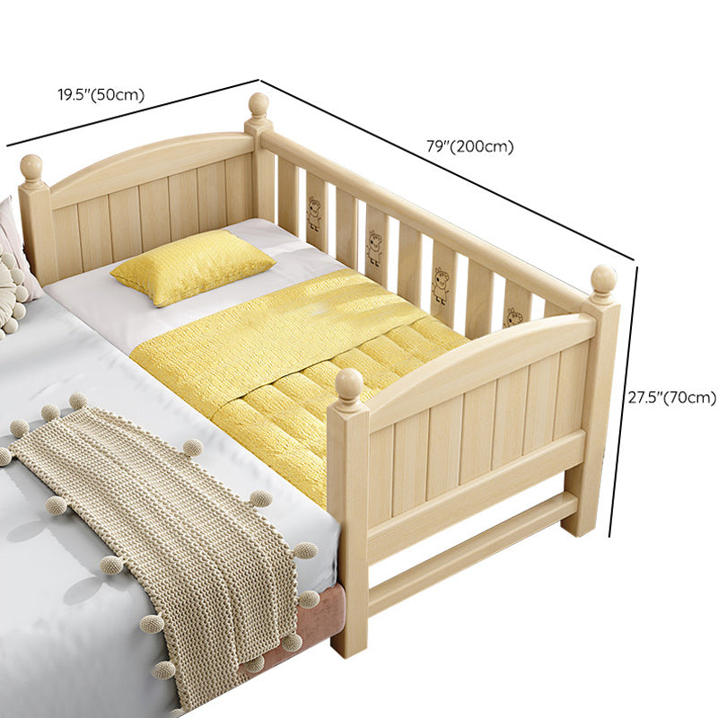 Solid Wood Kids Bed Gender Neutral Toddler Bed with Guardrail