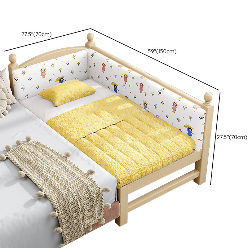 Solid Wood Kids Bed Gender Neutral Toddler Bed with Guardrail