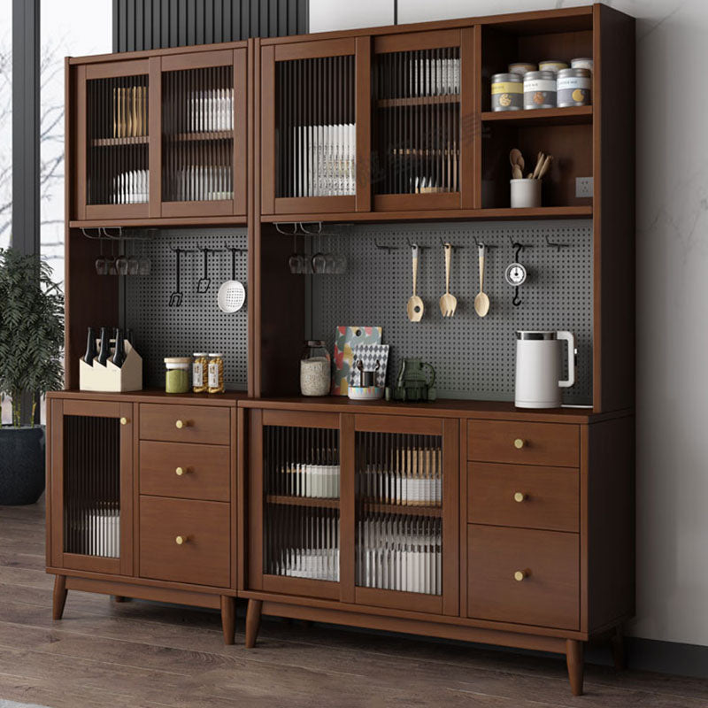 Modern Wood Sideboard Table Open Storage Cabinets Included for Living Room