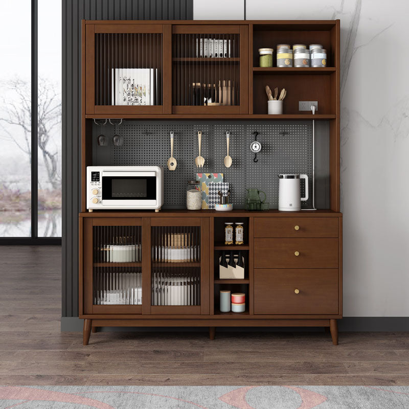 Modern Wood Sideboard Table Open Storage Cabinets Included for Living Room