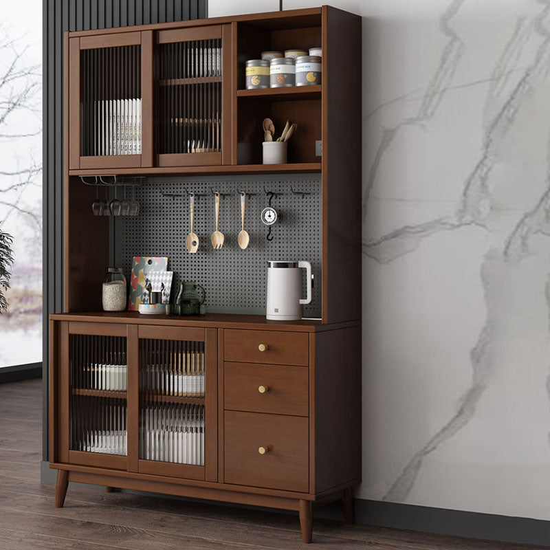 Modern Wood Sideboard Table Open Storage Cabinets Included for Living Room