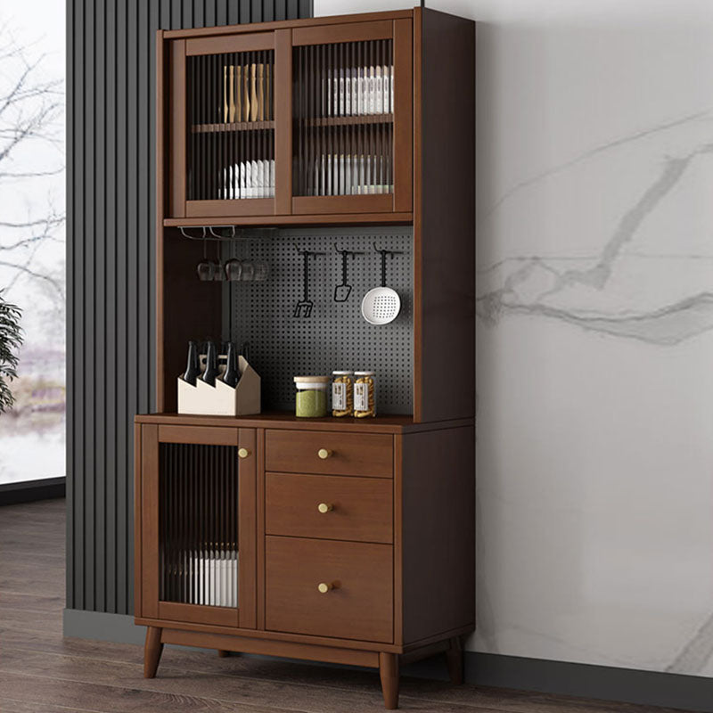 Modern Wood Sideboard Table Open Storage Cabinets Included for Living Room