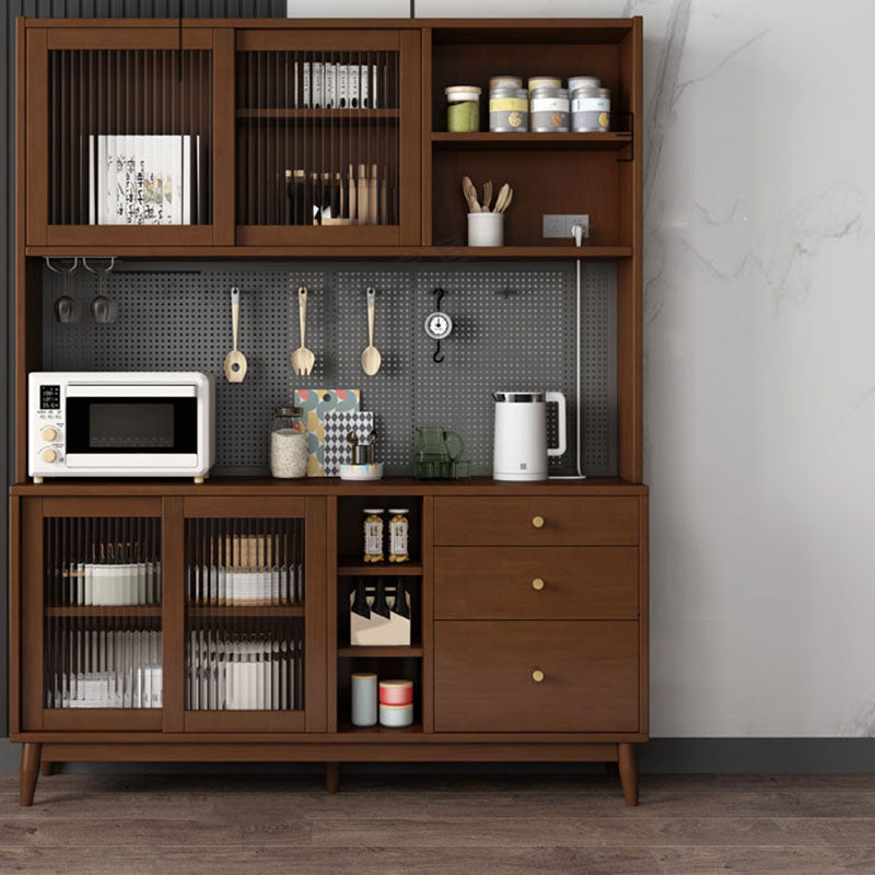 Modern Wood Sideboard Table Open Storage Cabinets Included for Living Room